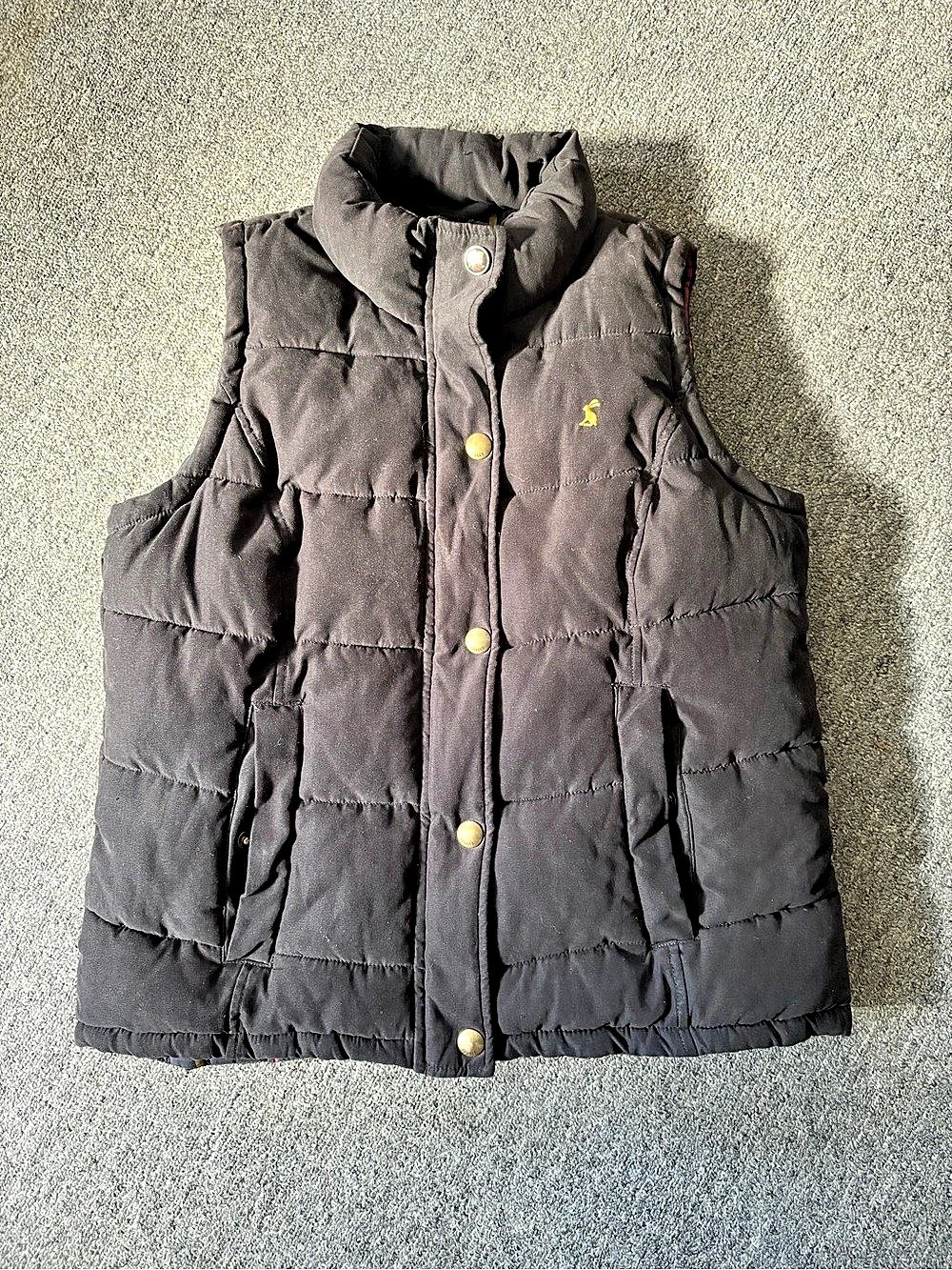 Black Joules Quilted Plaid-Lined Vest